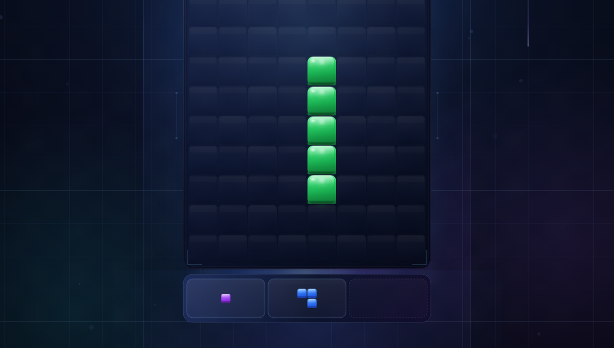gridlock gameplay board with glossy blocks and the three-piece tray