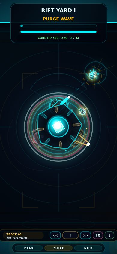Void Factory mobile gameplay in portrait browser mode